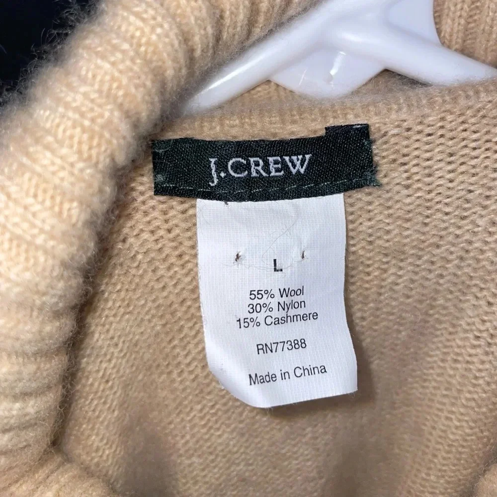 J Crew Beige Button Up Wool Blend Cardigan Women’s Size Large Bohemian Preppy